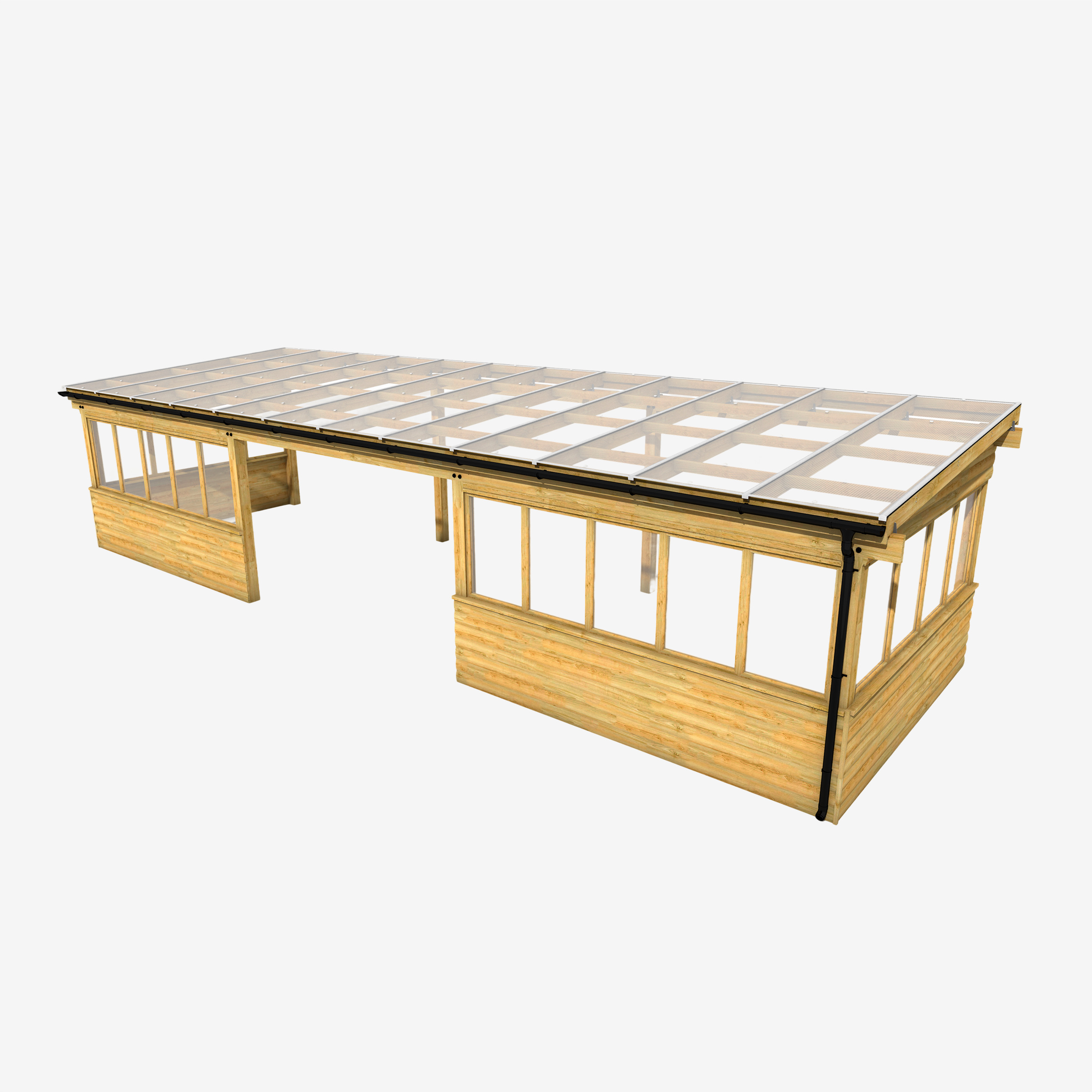 12m x 4m Timber Freestanding Timber Canopy with Cladding and Glazing