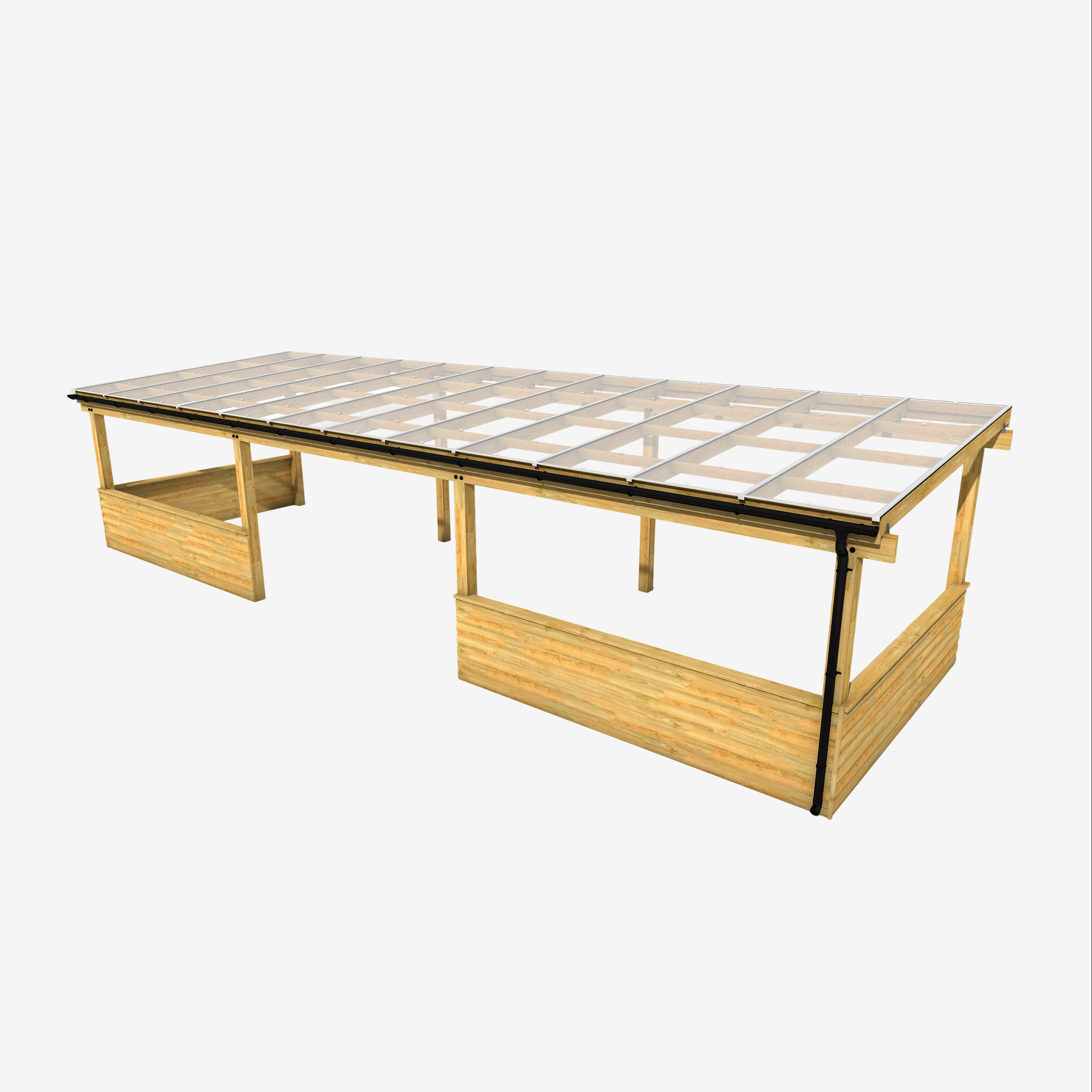 12m x 4m Timber Freestanding Timber Canopy with Cladding