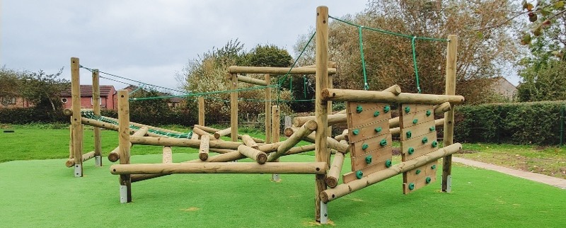 A newly installed climbing frame for a Wiltshire Primary School