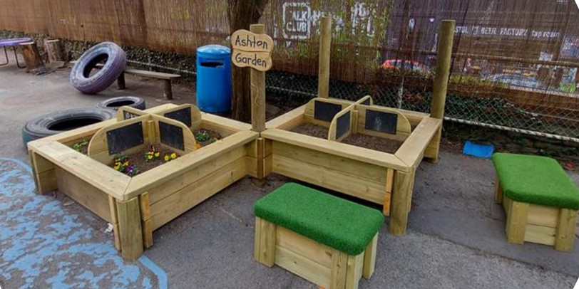 A mud kitchen for children