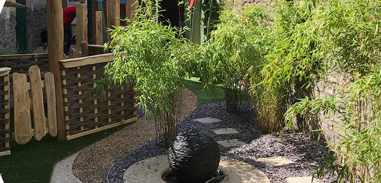 An outdoor story area for a primary school