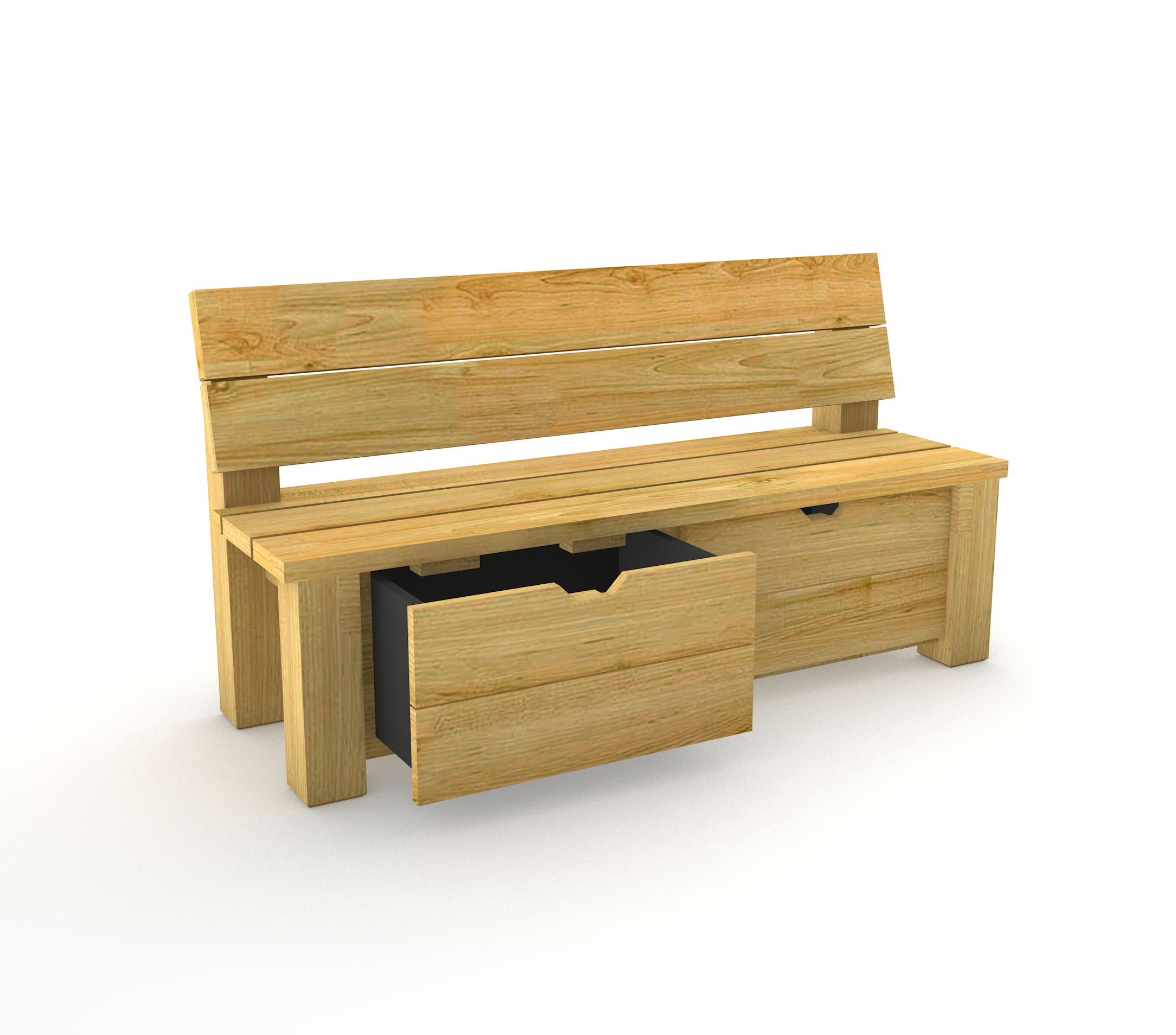 Storage Bench with Double Drawers