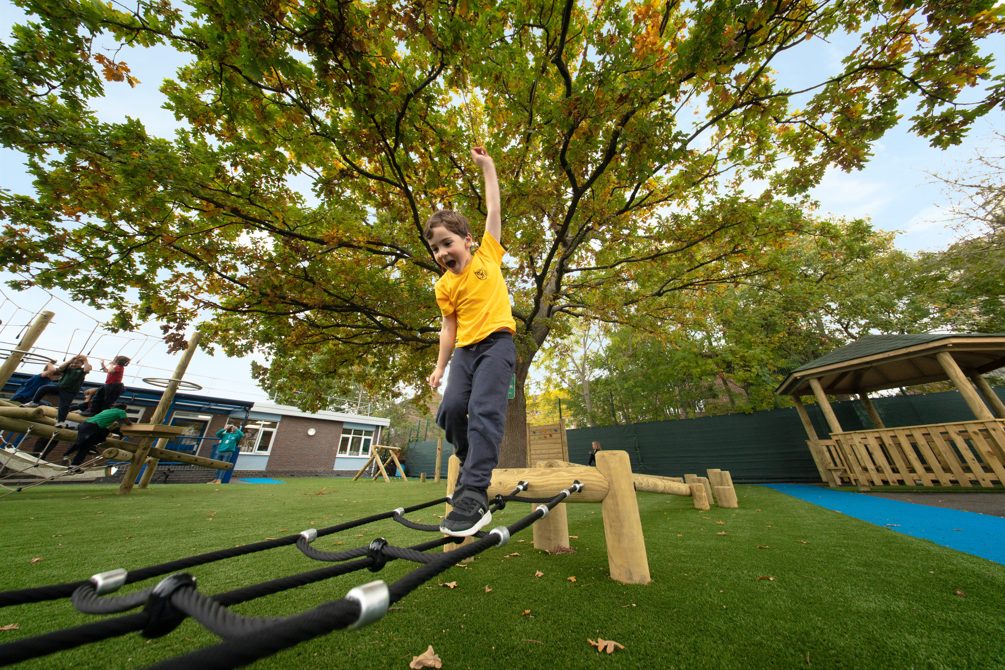 Child playing on trail