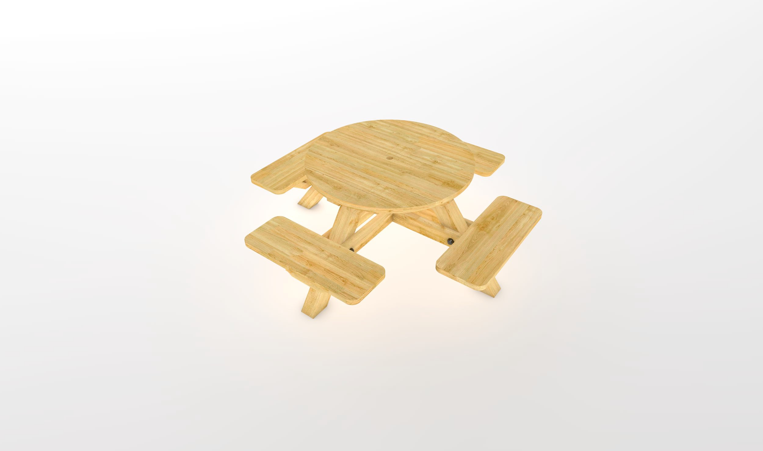 Round Picnic Table with Timber Top