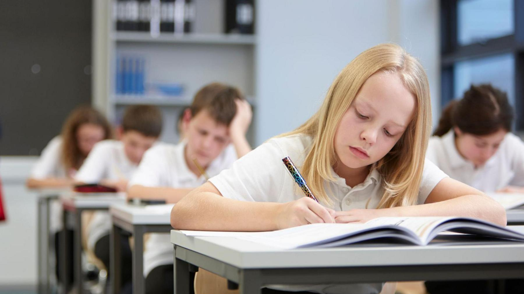 Children sitting SATs exams