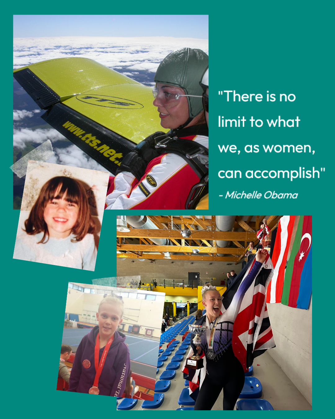 International Women's Day collage of photos of Phoenix Play staff